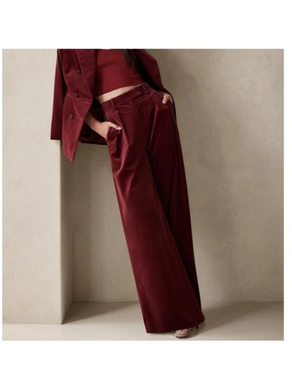 Banana Republic Veluro Relaxed High Waist Ultra Wide Velvet Pants Size 2 Short - Picture 15 of 16